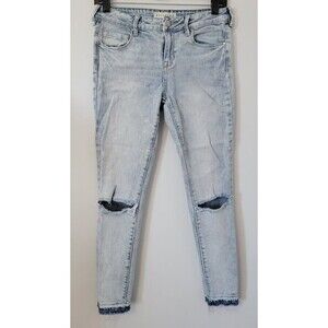 Bullhead Denim Co Jean's Women's Skinniest Ankle 27 Acid Washed Distressed